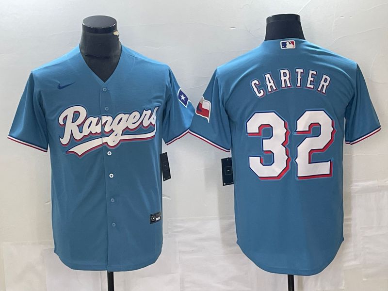 Men Texas Rangers #32 Carter Blue Game Nike 2023 MLB Jersey style 1